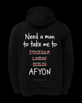 NEED A MAN.. AFYON Oversize Hoodie - Siyah