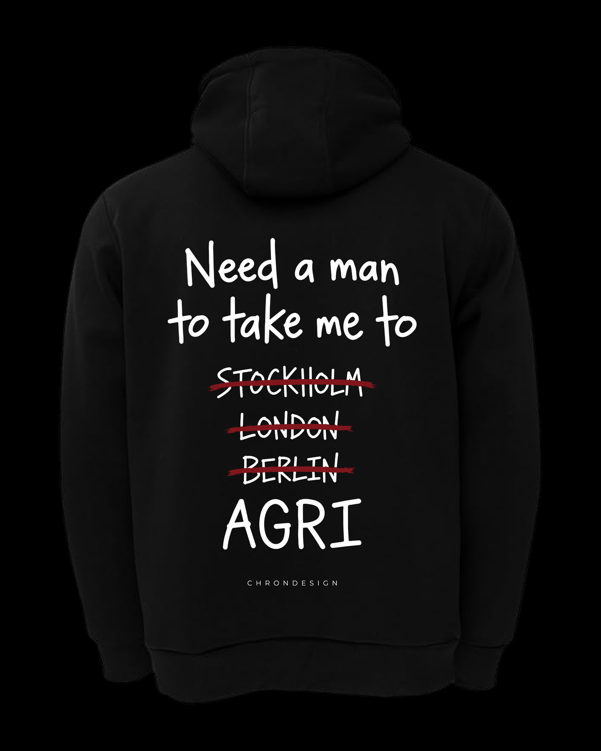 NEED A MAN.. AĞRI Oversize Hoodie - Siyah