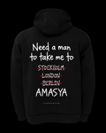 NEED A MAN.. AMASYA Oversize Hoodie - Siyah