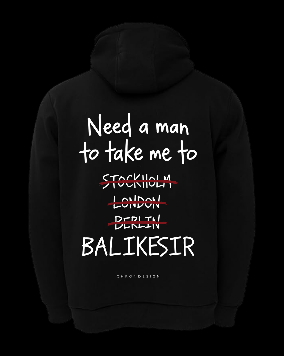NEED A MAN.. BALIKESİR Oversize Hoodie - Siyah