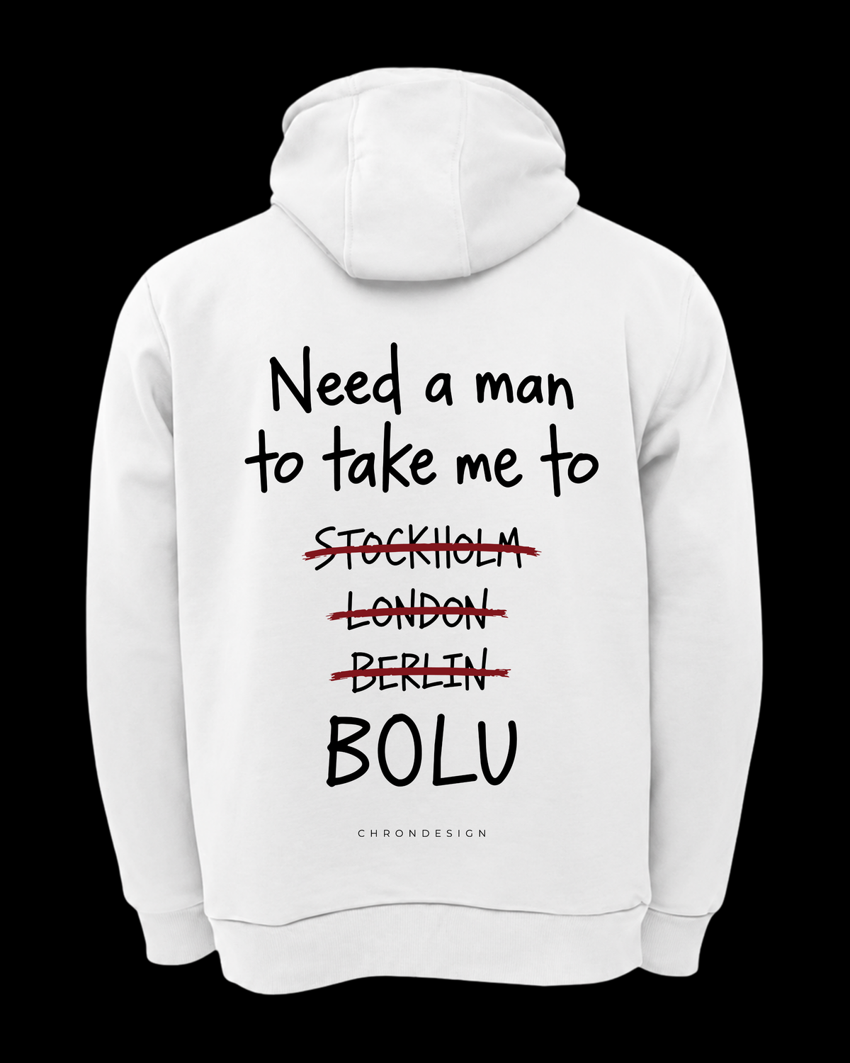 NEED A MAN.. BOLU Oversize Hoodie - Beyaz