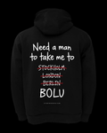 NEED A MAN.. BOLU Oversize Hoodie - Siyah