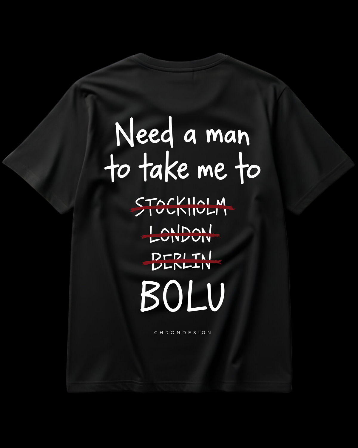 NEED A MAN.. BOLU Regular Tee - Siyah