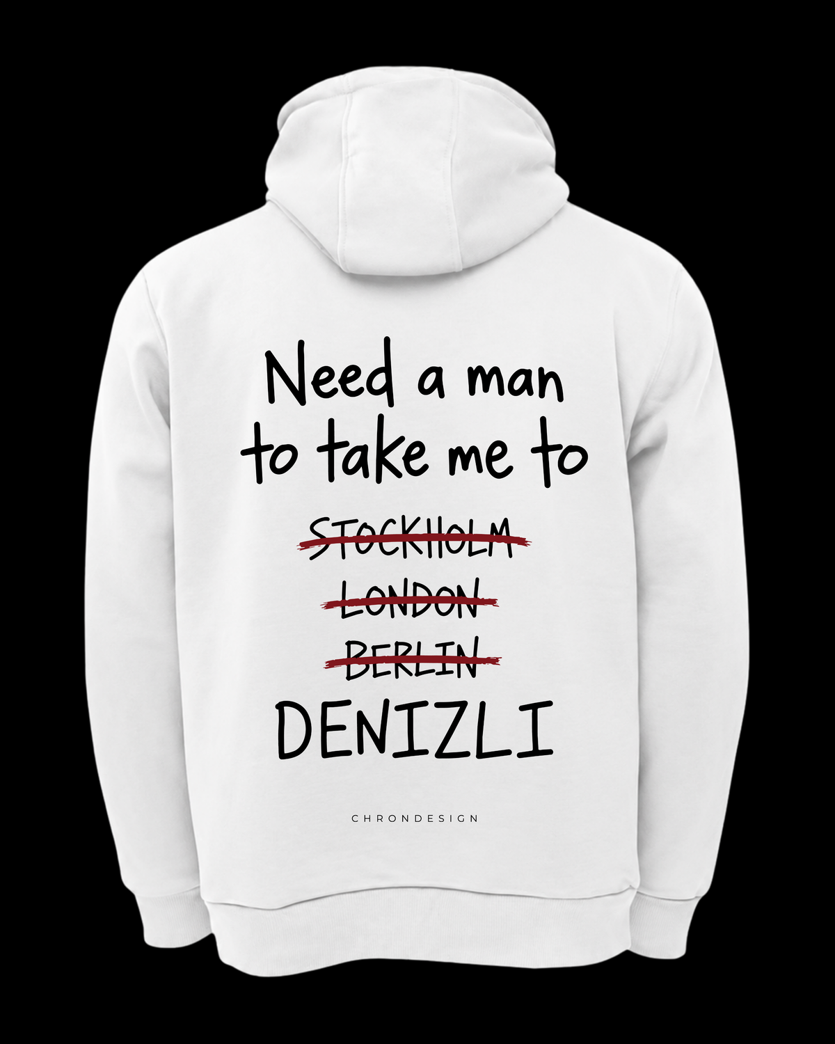 NEED A MAN.. DENİZLİ Oversize Hoodie - Beyaz