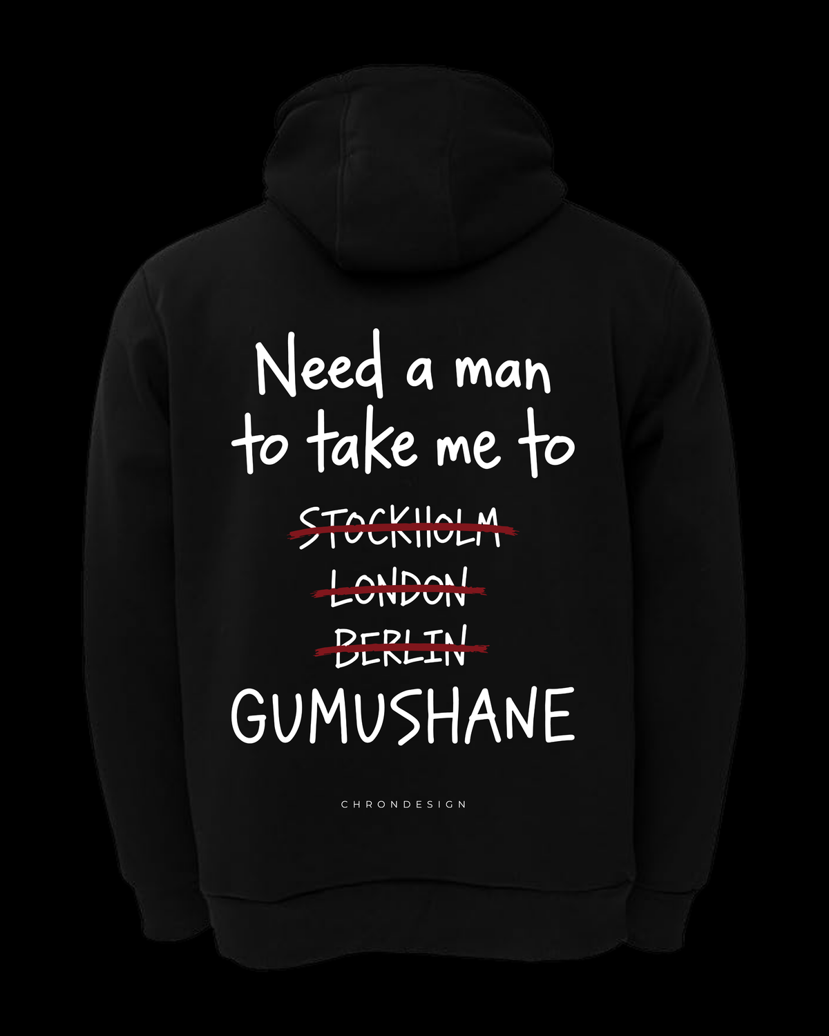 NEED A MAN.. GÜMÜŞHANE Oversize Hoodie - Siyah