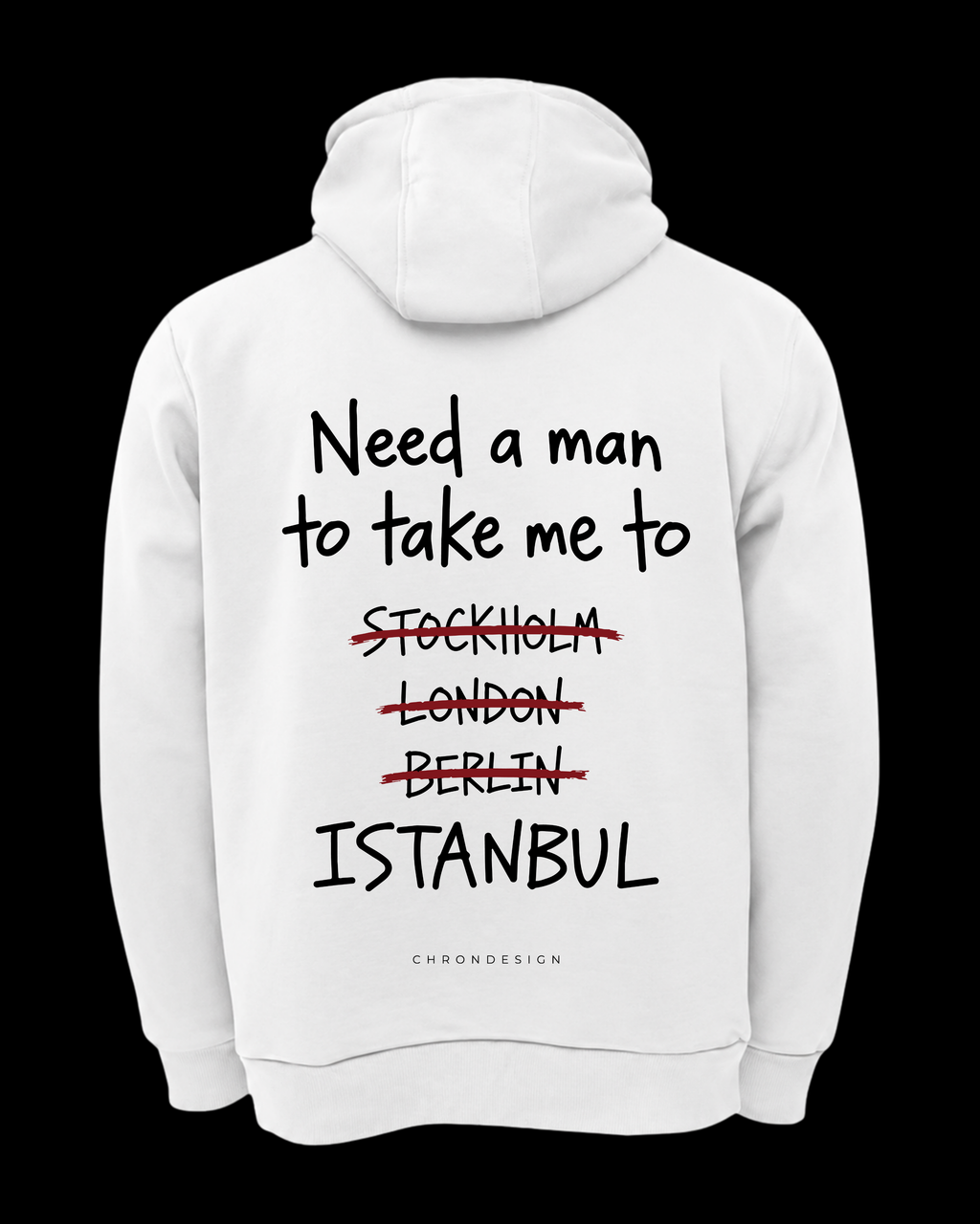 NEED A MAN.. İSTANBUL Oversize Hoodie - Beyaz