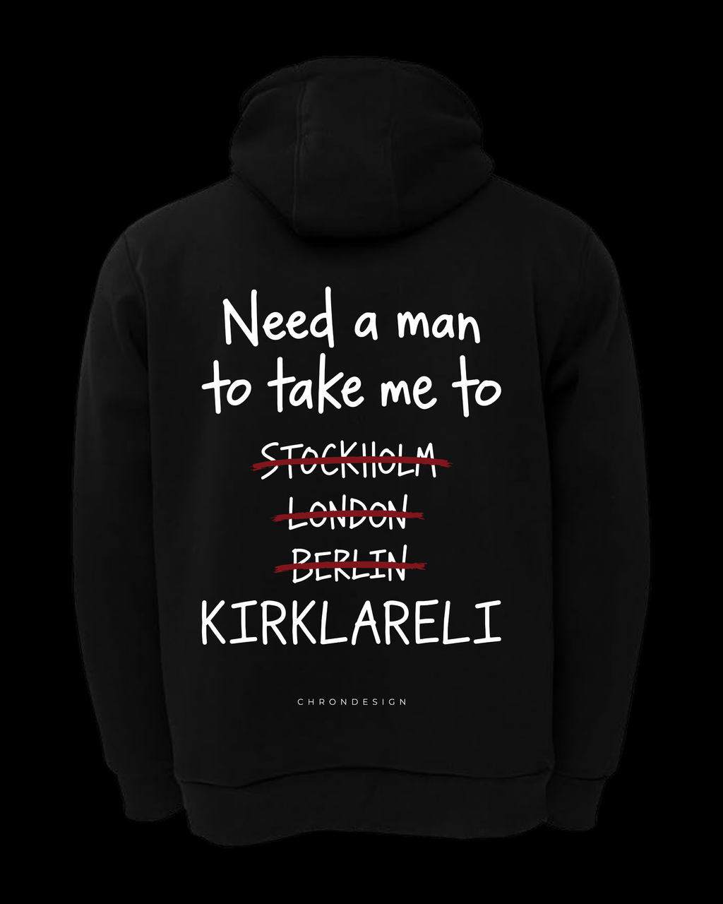 NEED A MAN.. KIRKLARELİ Oversize Hoodie - Siyah