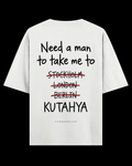 NEED A MAN.. KÜTAHYA Oversize Tee - Beyaz