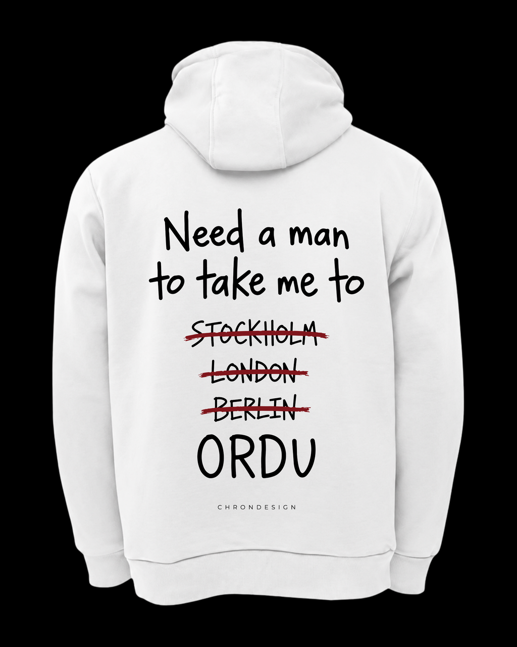 NEED A MAN.. ORDU Oversize Hoodie - Beyaz