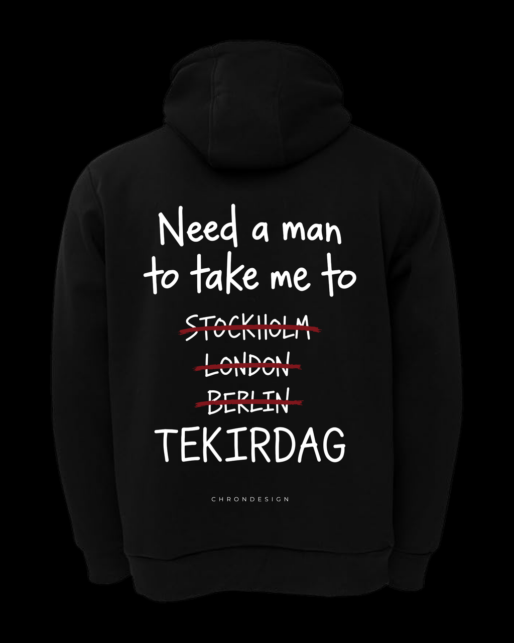 NEED A MAN.. TEKİRDAĞ Oversize Hoodie - Siyah