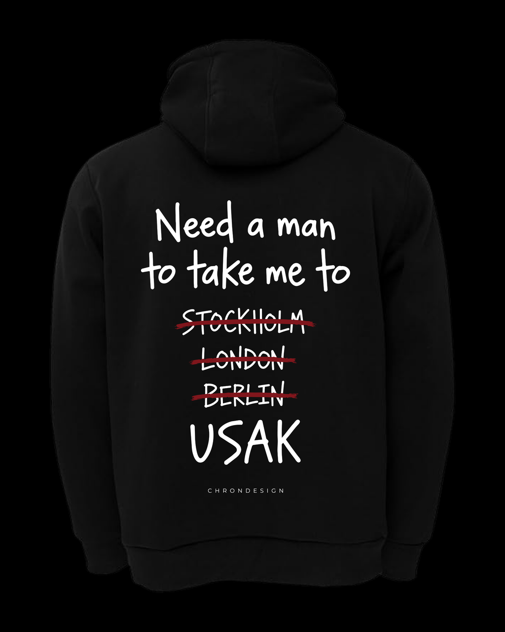 NEED A MAN.. UŞAK Oversize Hoodie - Siyah