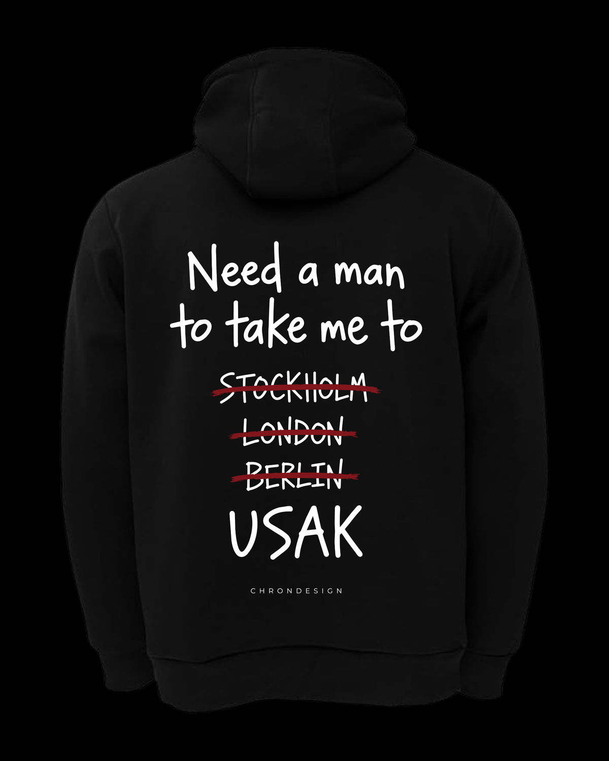 NEED A MAN.. UŞAK Oversize Hoodie - Siyah