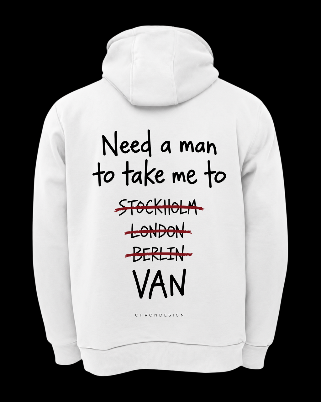 NEED A MAN.. VAN Oversize Hoodie - Beyaz